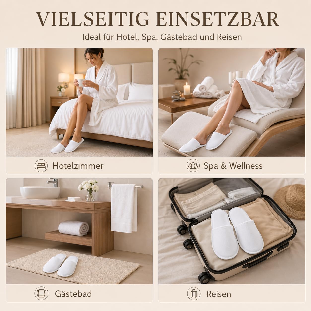 6 Paar Einweg-Hausschuhe für Gäste – Weich, Hygienisch & Umweltfreundlich