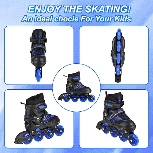 Vista 7 de Patines en línea para niños y niñas, jóvenes y adultos, patines de ruedas ajustables para hombres y mujeres con ruedas completas iluminadas, patines