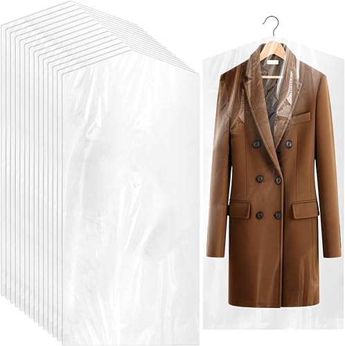 Paquete de 80 bolsas de limpieza en seco, bolsas de plástico transparente de limpieza en seco de 47 pulgadas, bolsas de ropa para ropa para colgar