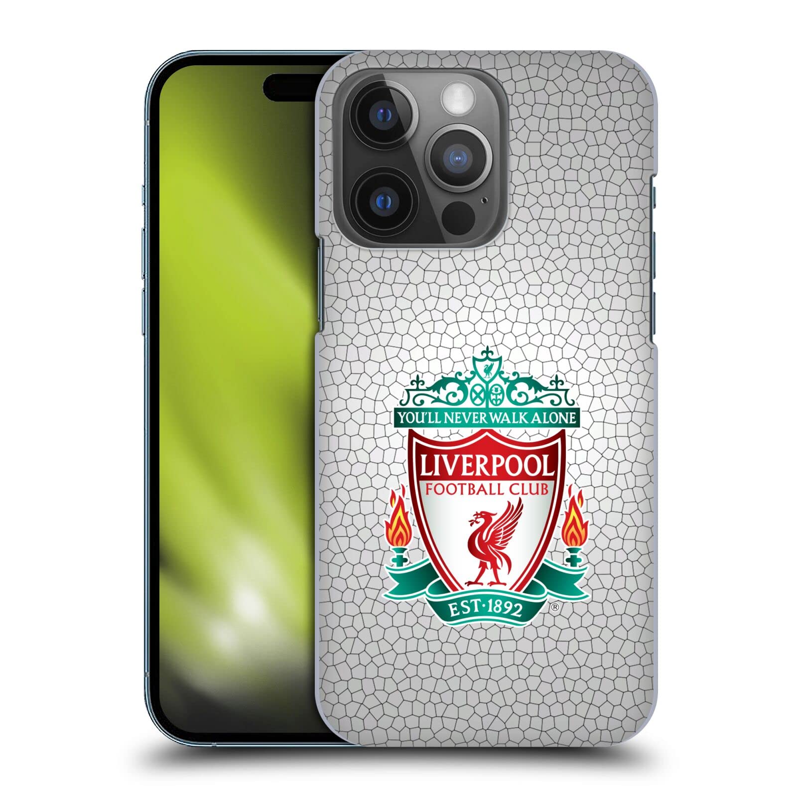 Head Case Designs Officially Licensed Liverpool Football Club White Pixel 1 Crest 2 Hard Back Case Compatible With Apple iPhone 14 Pro
