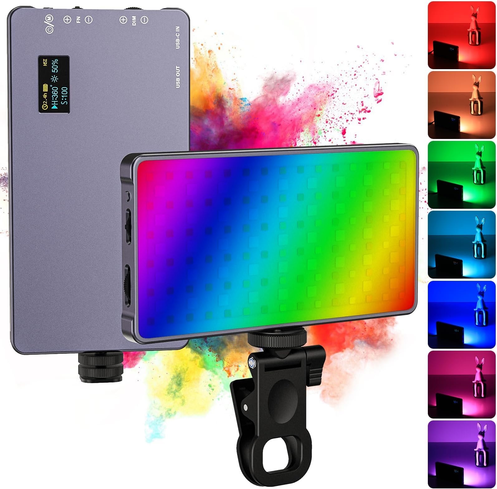 Heysliy RGB Video Light, Camera Light Panel,Portable Light Photography ...