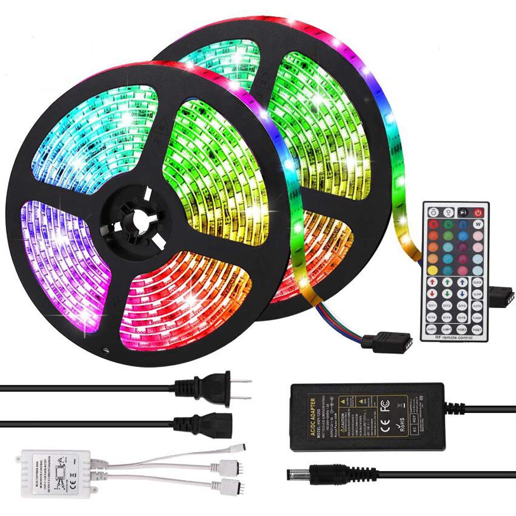 Striscia LED 5M, Luci LED Colorate Smart Phone Strisce LED Compatibile RGB SMD 5050 Musica SYNC LED Strip Controllo App E 44 Tasti Telecomando RF per Casa Cucina Festa TV Decorazione,10M