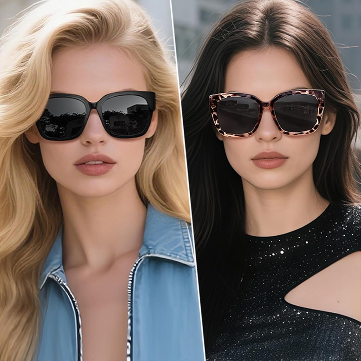 Fit Over Glasses Women Polarized Sunglasses Square Wrap Around Over Glasses UV Protection & 2 Pack - Image 2