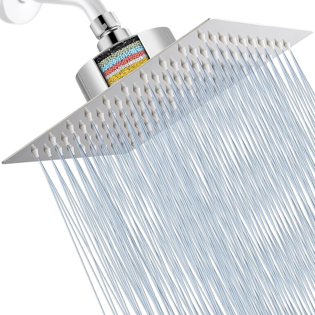 Gmili Ultra-Delgado Alcachofa Ducha Grande, 12 Pulgadas Alcachofa de Ducha Exterior Inoxidable Rociador Ducha Con Filtro Cabezal Ducha para Eliminar el Cloro y Las Sustancias Nocivas (30x30cm)