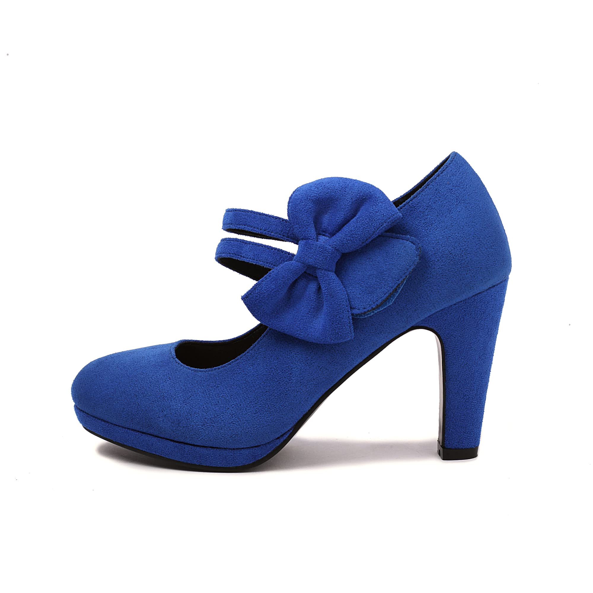 elerhythm Mary Jane Tacchi con Fiocco, Punta Tonda Chiusa, Scarpe con Tacco Retro in Camoscio, Eleganti, Stile Vintage Gatsby
