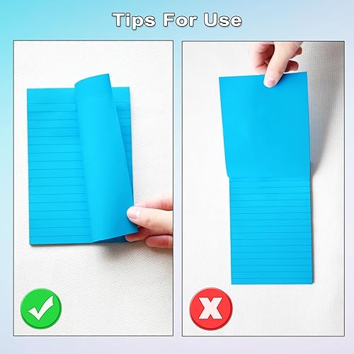 Miniatura 5 de Paquete de 9 notas adhesivas forradas con líneas de 4 x 6 pulgadas, colores temáticos acuáticos, grandes reglas, autoadhesivas, superadhesivas,