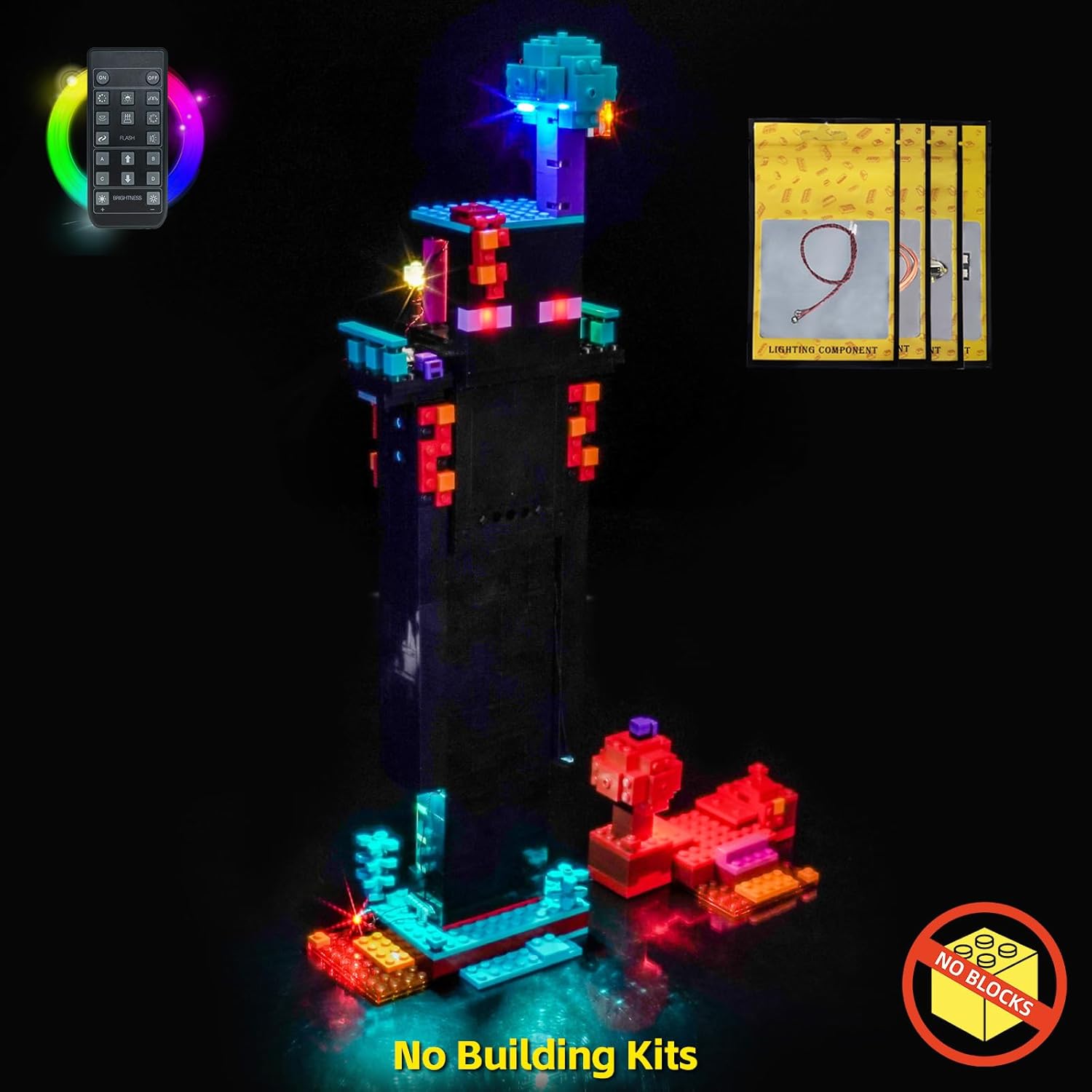 BrickBling LED Light Kit Compatible with Lego The Enderman Tower, Creative Lighting Compatible with Lego 21279 (Not Come with Model) (RC Version Light)
