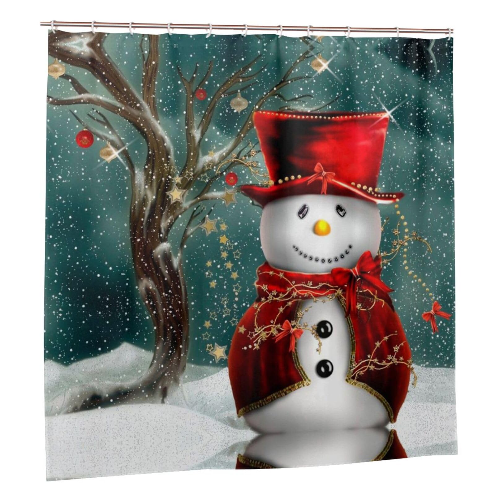 Rideau de douche imprimé bonhomme de neige en tissu de qualité supérieure