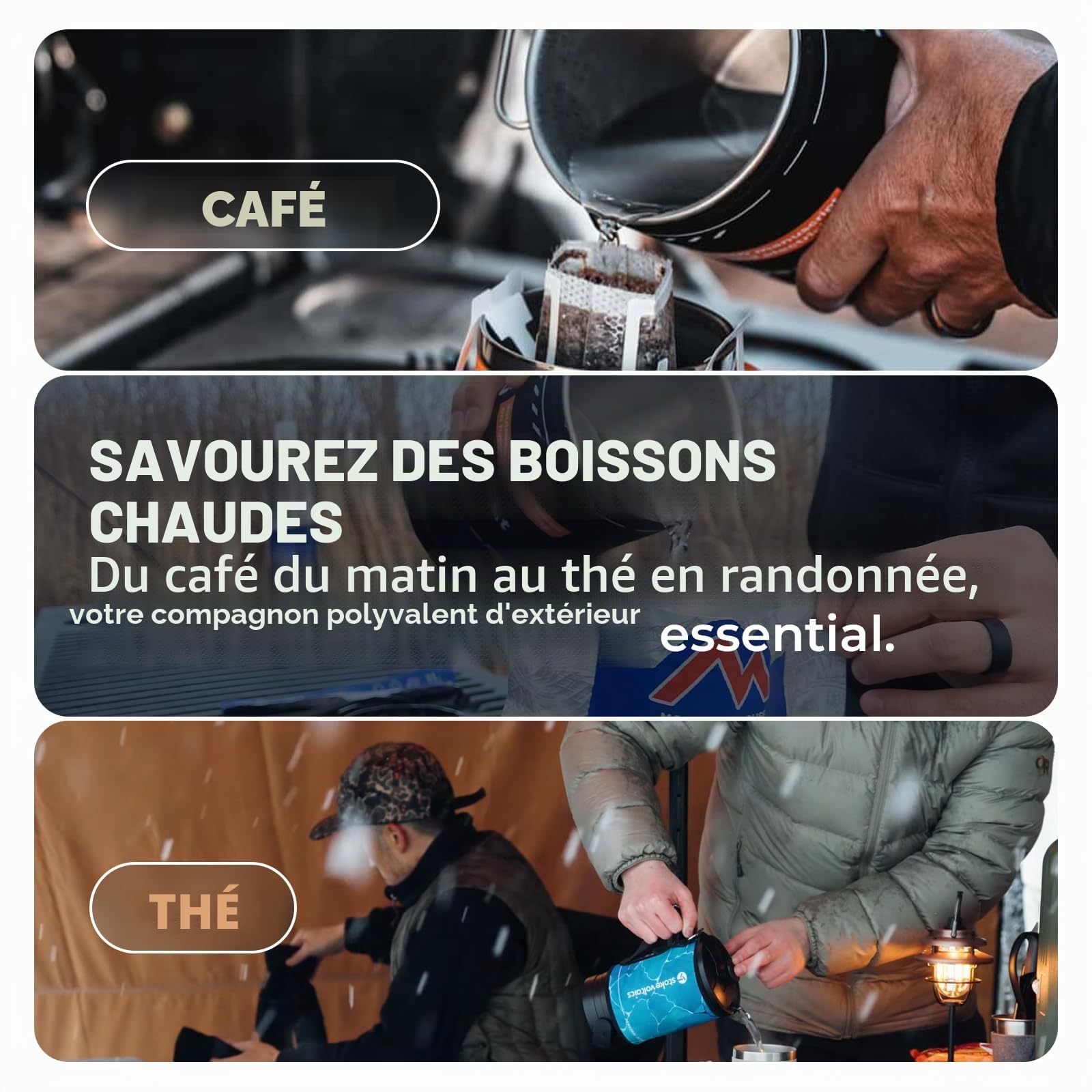 STOKE VOLTAICS Bouilloire Electrique, 220-240 V, Chauffe-eau Portable pour Café et Thé, Acier Inoxydable 304, 500 W, Eau Bouillante Rapide, Arrêt Automatique