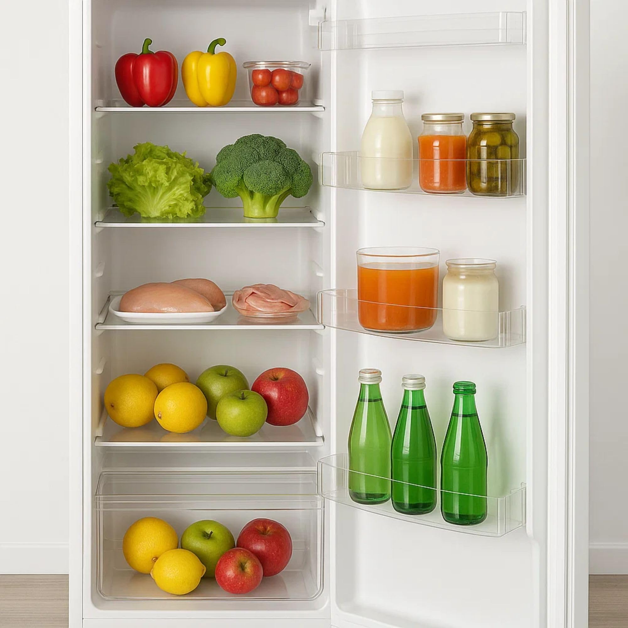 HYE Upright Larder Fridge - Medium Size Freestanding Fridge, 54.5cm Width, 242 Litre Capacity, Reversible Door, White, Suitable For Apartments & Families - RF01SDF242W01 — view 7