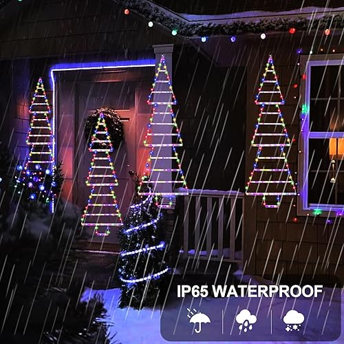 Miniatura 4 de FUNIAO Luces de decoración de Navidad, luces LED de escalera de 4.6 pies, luces colgantes de Navidad, 8 modos de luz enchufables, luces de Navidad