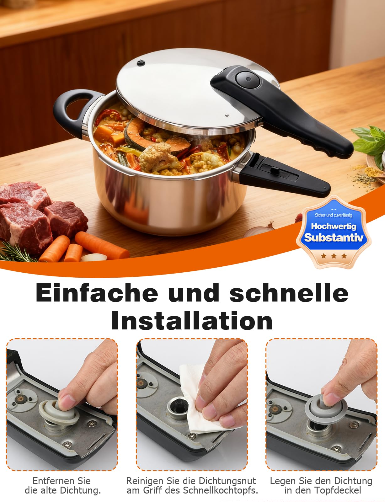 WMF Perfect Plus Reserveonderdeel pannengreep, voor snelkookpan 2,5 l, 18 cm, kunststof, zwart