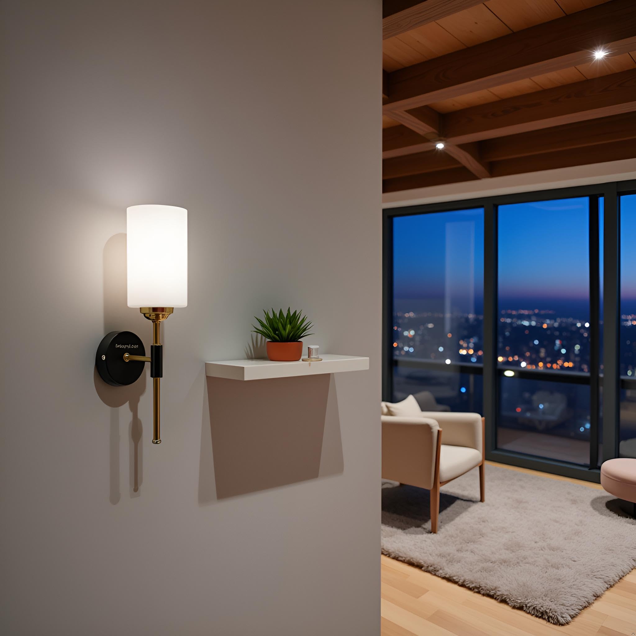 Avior Wall Light - Modern Gold & Frosted Glass -8