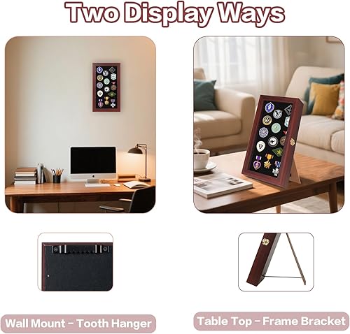 Miniatura 32 de VERANI Vitrina de pines de 16 x 25 pulgadas, caja de exhibición de medallas militares, marco de exhibición de medallas militares con protección UV