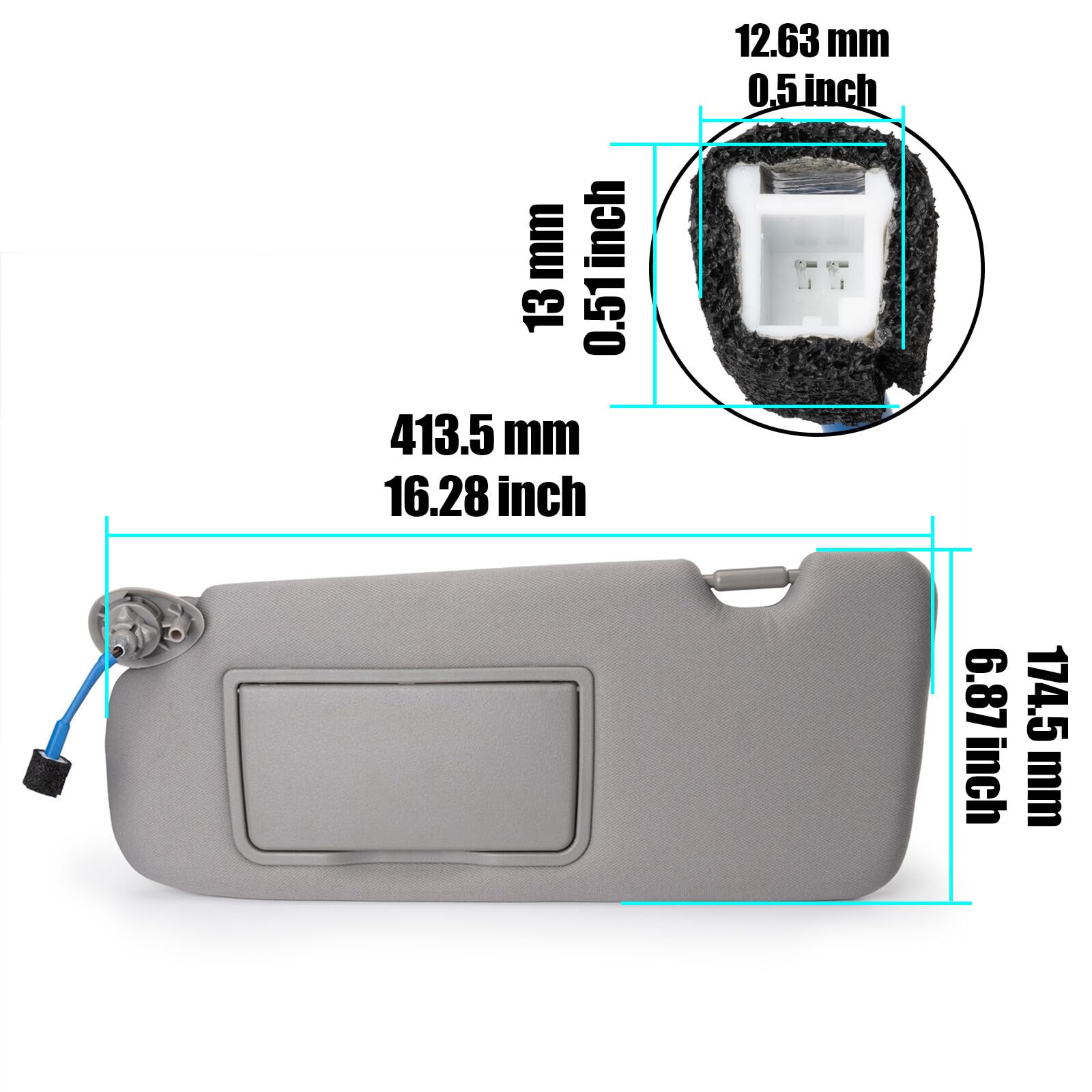Confezione da 1 visiera parasole con specchio grigio chiaro adatto per Honda per CR-V lato conducente sinistro -