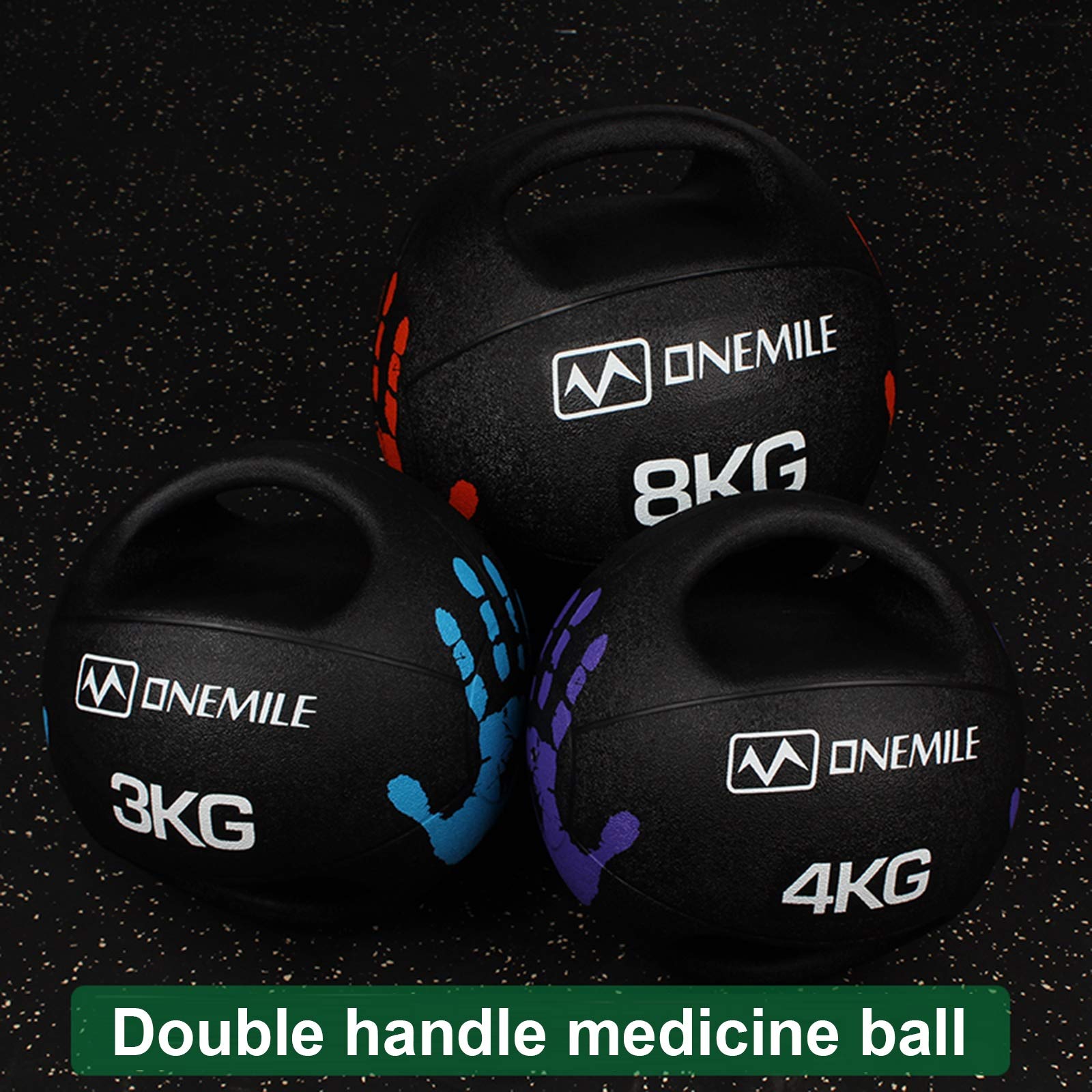 Palla mediche HUA Palle di Medicina Fitness per Uomo E Donna, Doppia Maniglia Solida Gomma Gonfiabile, Palla Equilibrata, Palla di Allenamento Forza, 3kg, 4 kg, 5kg, 6kg, 7kg, 9kg, 10 kg