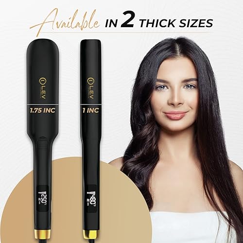 Miniatura 7 de LEV - Plancha y rizador de pelo profesional de titanio 2 en 1, rápido, uniforme y minimizador de daños, LCD digital, alisador de pelo de pantalla