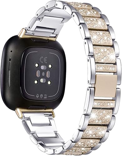Bandas brillantes compatibles con Fitbit Sense 2SenseVersa 4Versa 3, pulseras de repuesto para mujer, pulsera elegante y lujosa para mujer