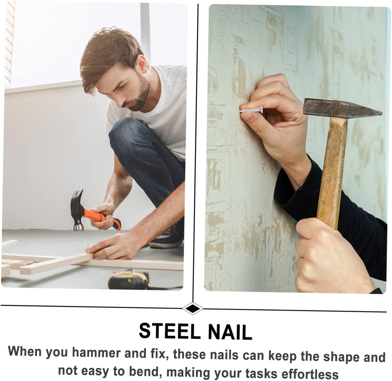 Zerodeko 310pcs Hardwall Hangers Concrete Nails Point Tip Steel Nail Galvanized for Long Term Use