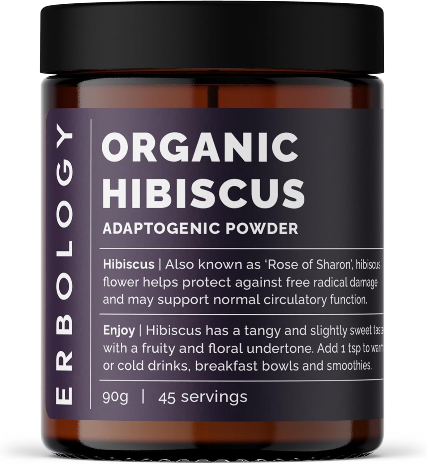 Erbology Organic Hibiscus Powder 90g – 45 Servings – Destress – Sustainably Sourced Straight from Farm in India – Small Batch – Vegan – GMO-Free