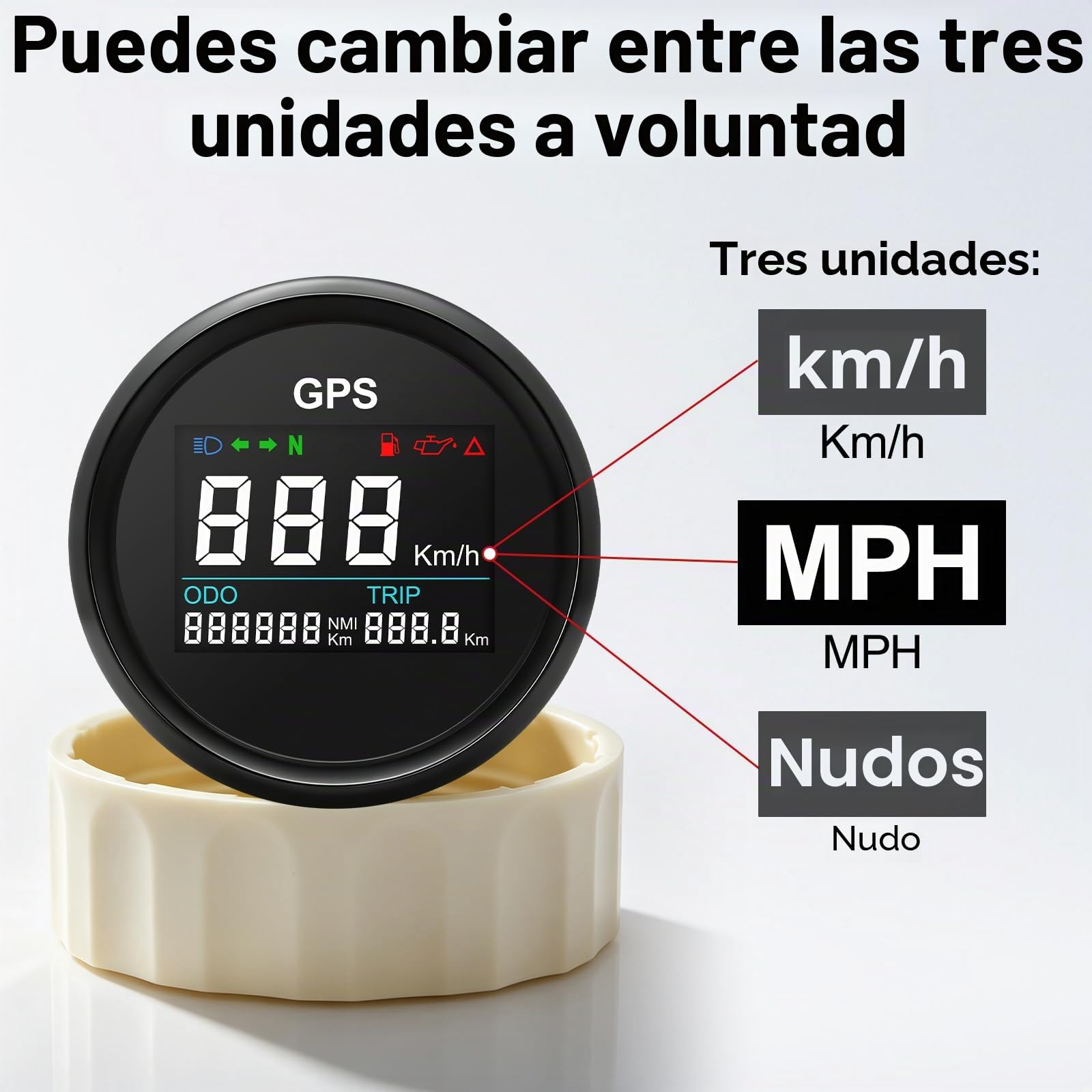 GPS velocímetro cuentakilómetro, indicador de velocidad ajustable impermeable digital de 52 mm para coche, barco, motocicleta, camión (negro)