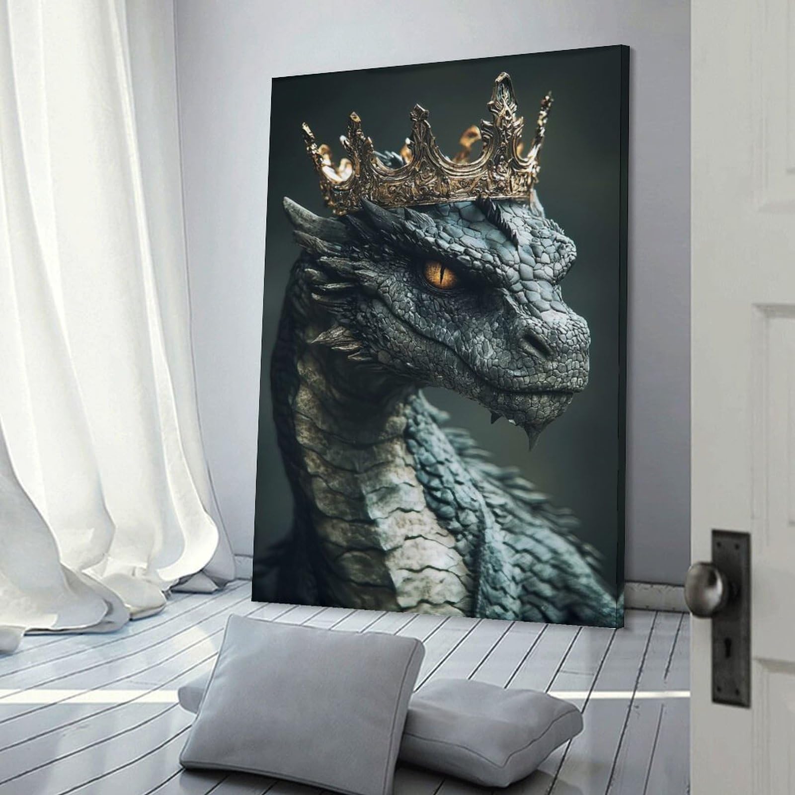 Junmoney Dragon King Canvas Wall Picture, 20x30inch(50x75cm), for Wall Displays, Bedrooms Or Room Updates, Wall Decor Suited to Curated Displays