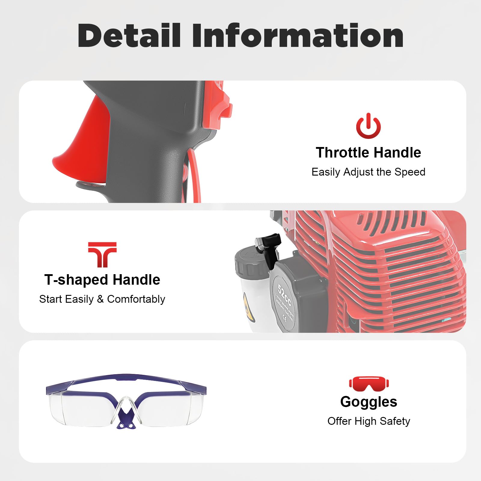 Upgraded Gas Handheld Sweeper, 52CC 2.3HP 2 Stroke Outdoor Power Snow Sweeping Broom with Air Cooled Motor & Blower Lawns Sweeper Machine for Street Farms Driveway Snow