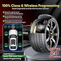 Vista 3 de Autel Juego de 4 sensores TPMS, sensor MX-2 en 1, 315 MHz + sensor programable universal TPMS de presión de 433 MHz, nivel OE 100% clonable por
