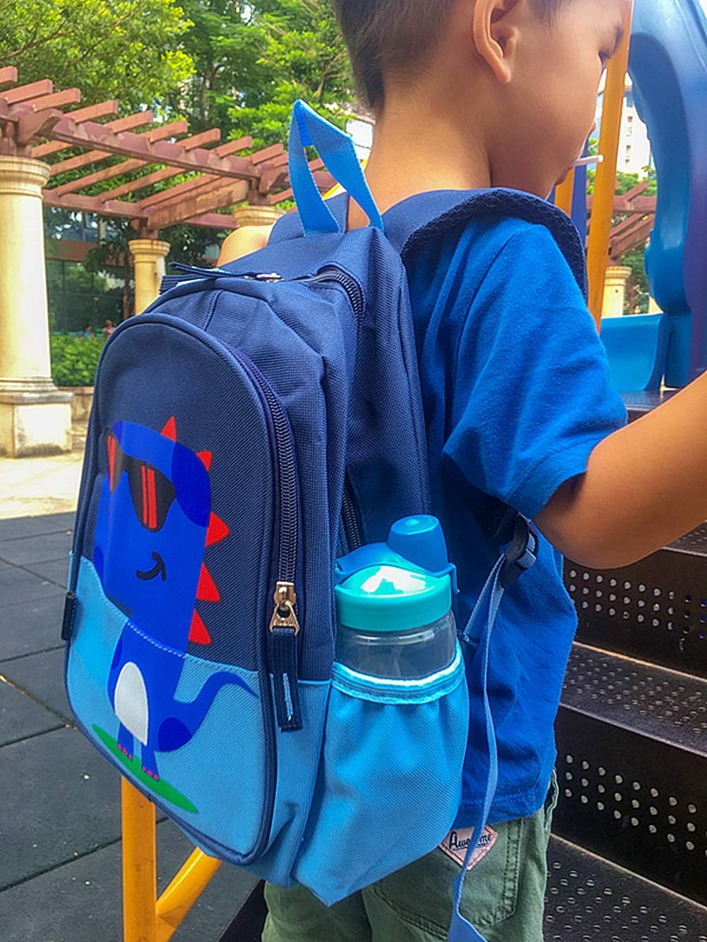 11 Inch Kids Small Toddler Preschool Travel Backpack Cool Cute Cartoon Daypack （Dinosaur Blue） - Image 5