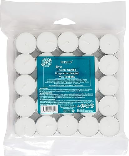 Miniatura 4 de Hosley Velas de té sin perfume a granel, 50 velas blancas de larga duración, mini velas votivas para el hogar, restaurantes, iglesia de Shabat,