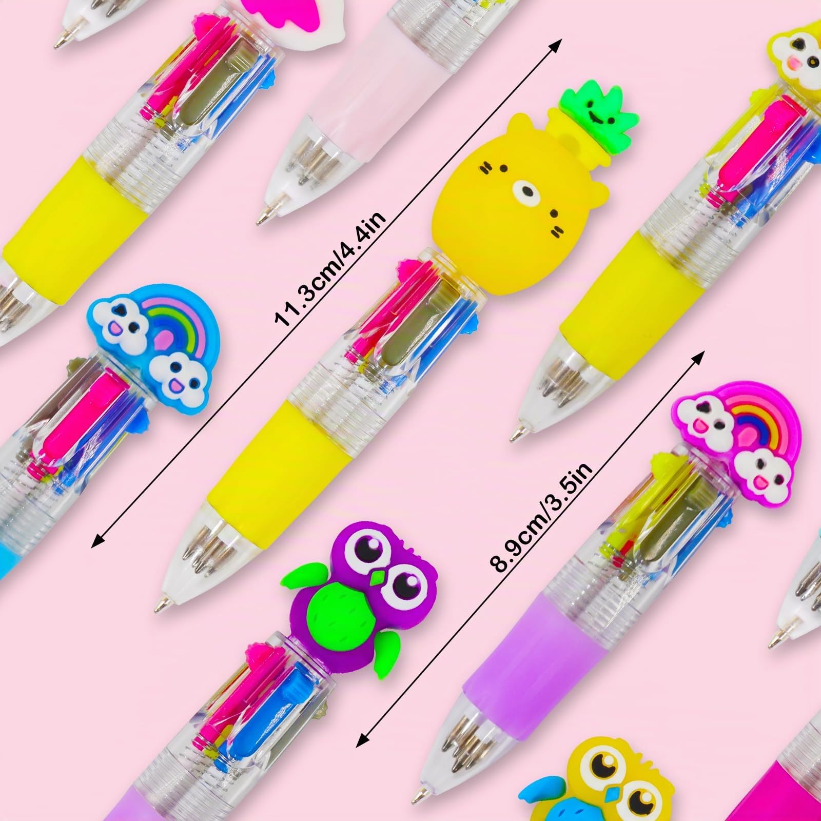 Coicok 33 pièces Stylos Bille 4 Couleurs Enfants, Stylo Enfant, Mini Mignon Stylo Bille Rétractable pour Fête Gadget Anniversaire Enfant