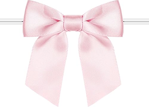 Miniatura 20 de Rainbow Pana Paquete de 60 lazos de corbata torcida para bolsas de golosinas, lazos de 3" de cinta de satén azul bebé para envoltorios de regalos