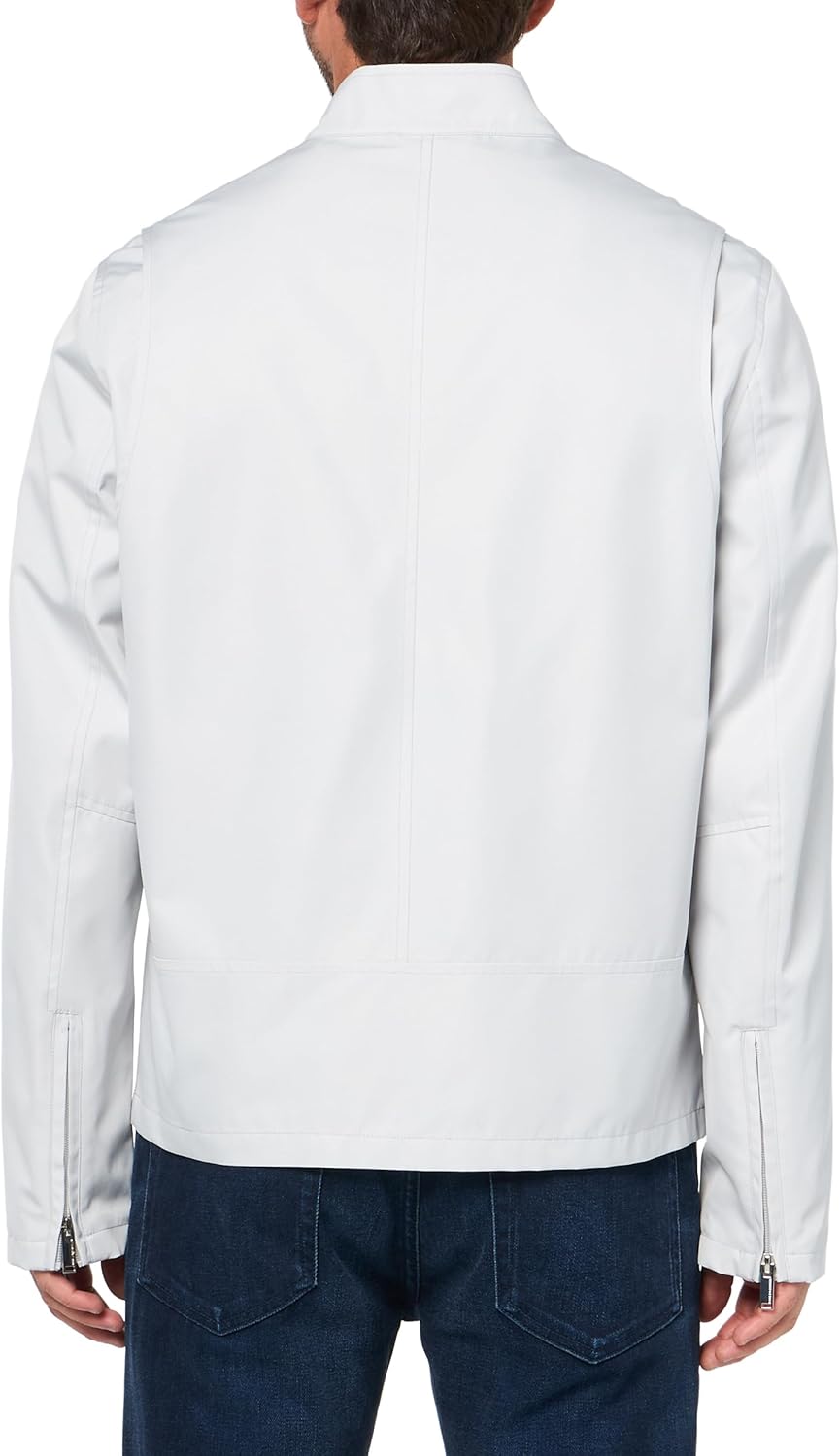 KARL LAGERFELD Men's Zip Front Stand Collar Chest Pocket Jacket