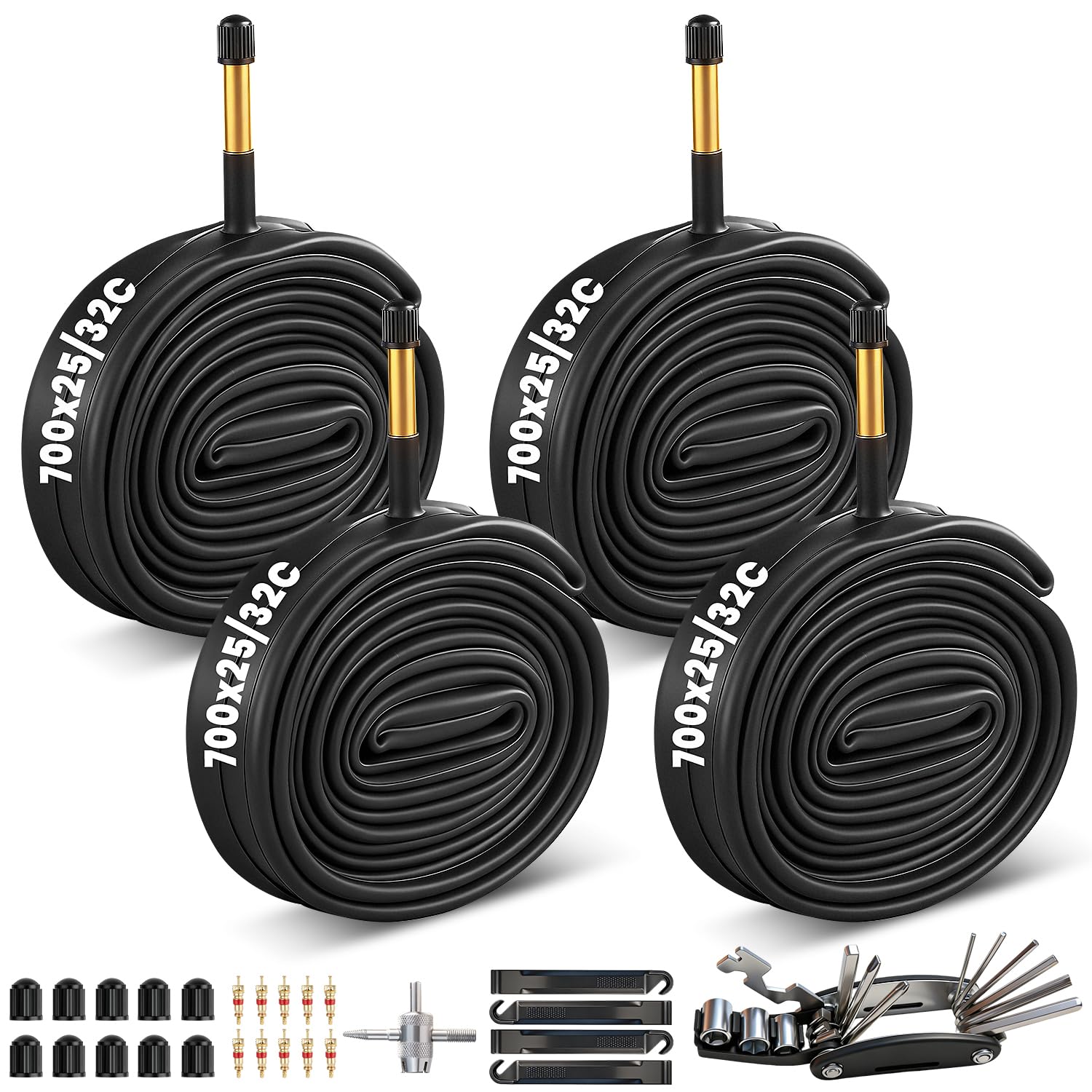 700c Fahrradschlauch, 71,1 cm (28 Zoll), 700 x 25-32 C, kompatibel mit 700 x 25 C, 700 x 28 C, 700 x 30 C, 700 x 32 C, Fahrradreifen mit 60 mm Schrader-Ventil, Butylkautschuk, für 71,1 cm City/Road