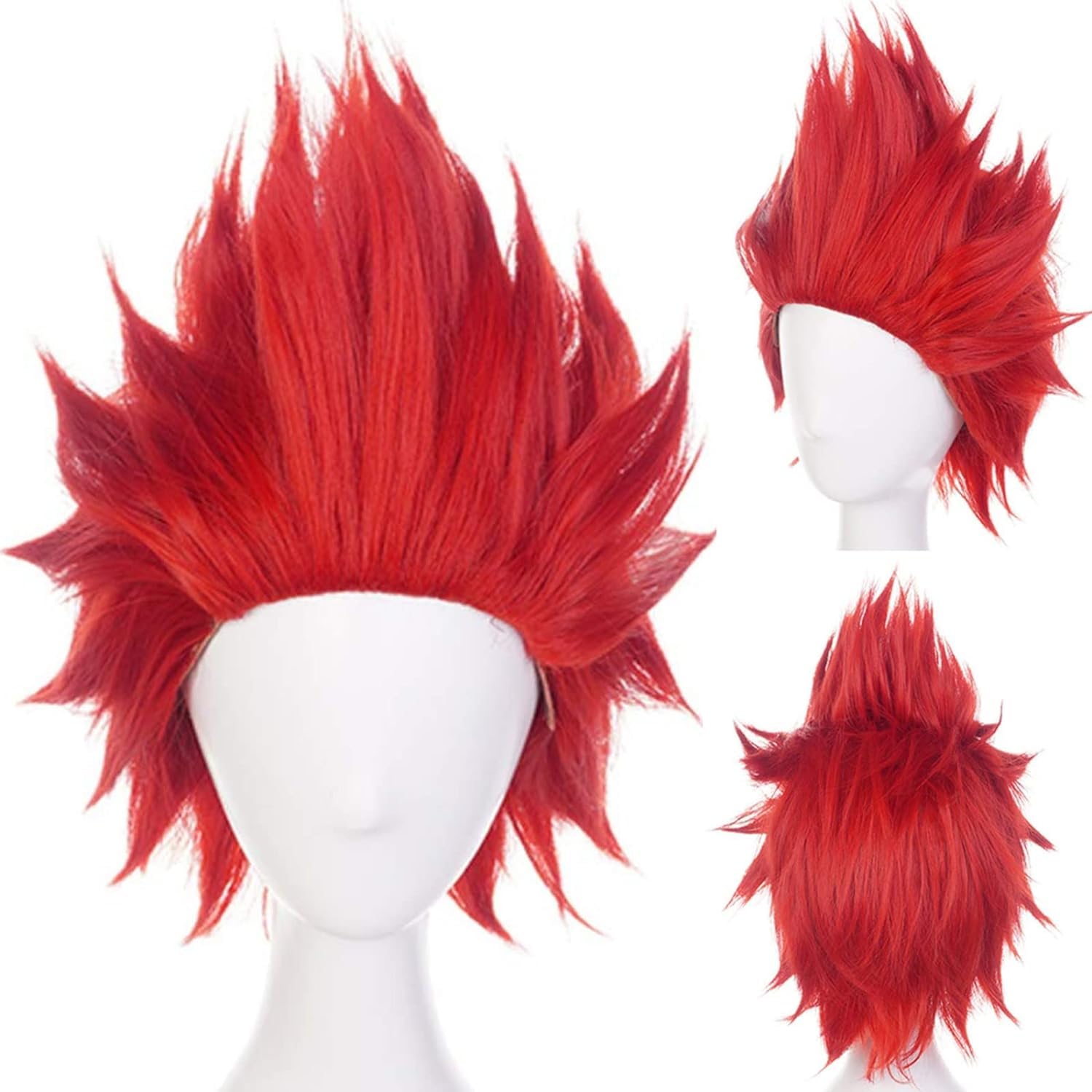 LeMarnia Red Short Anime Cosplay Wig Kirishima Eijiro Halloween Party Wig, 28 cm - Image 2