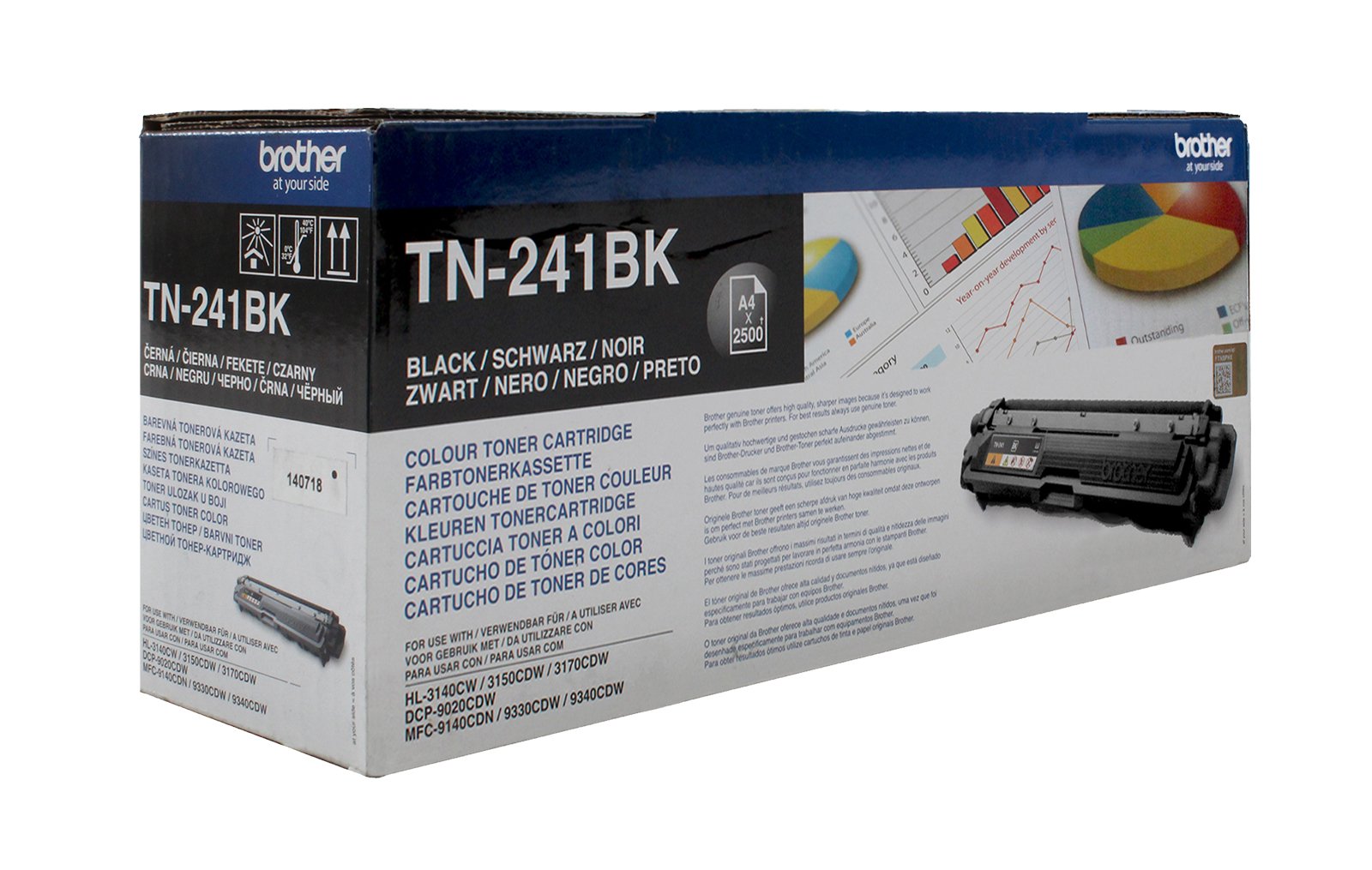 BrotherTN-241BK Toner Cartridge, Black, Single Pack, Standard Yield, Includes 1 x Toner Cartridge, Brother Genuine Supplies