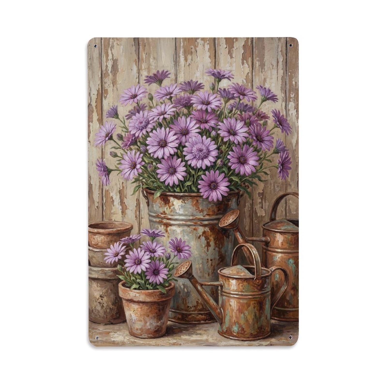 Vintage Flower Bunch Osteospermum Pastoral Aesthetics Metal Tin Sign