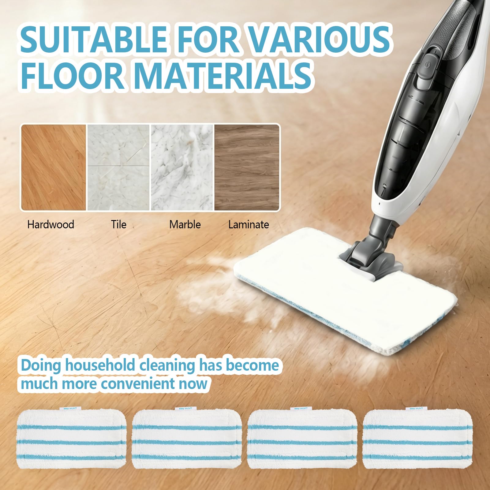 4 Pièces Balais Vapeur Lingettes Microfibre Hautes, Lingettes Compatibles avec Black et Decker Balais Vapeur, Alternative pour Nettoyeur Vapeur, Compatibles FSM1630, FSM1616, FSM1605