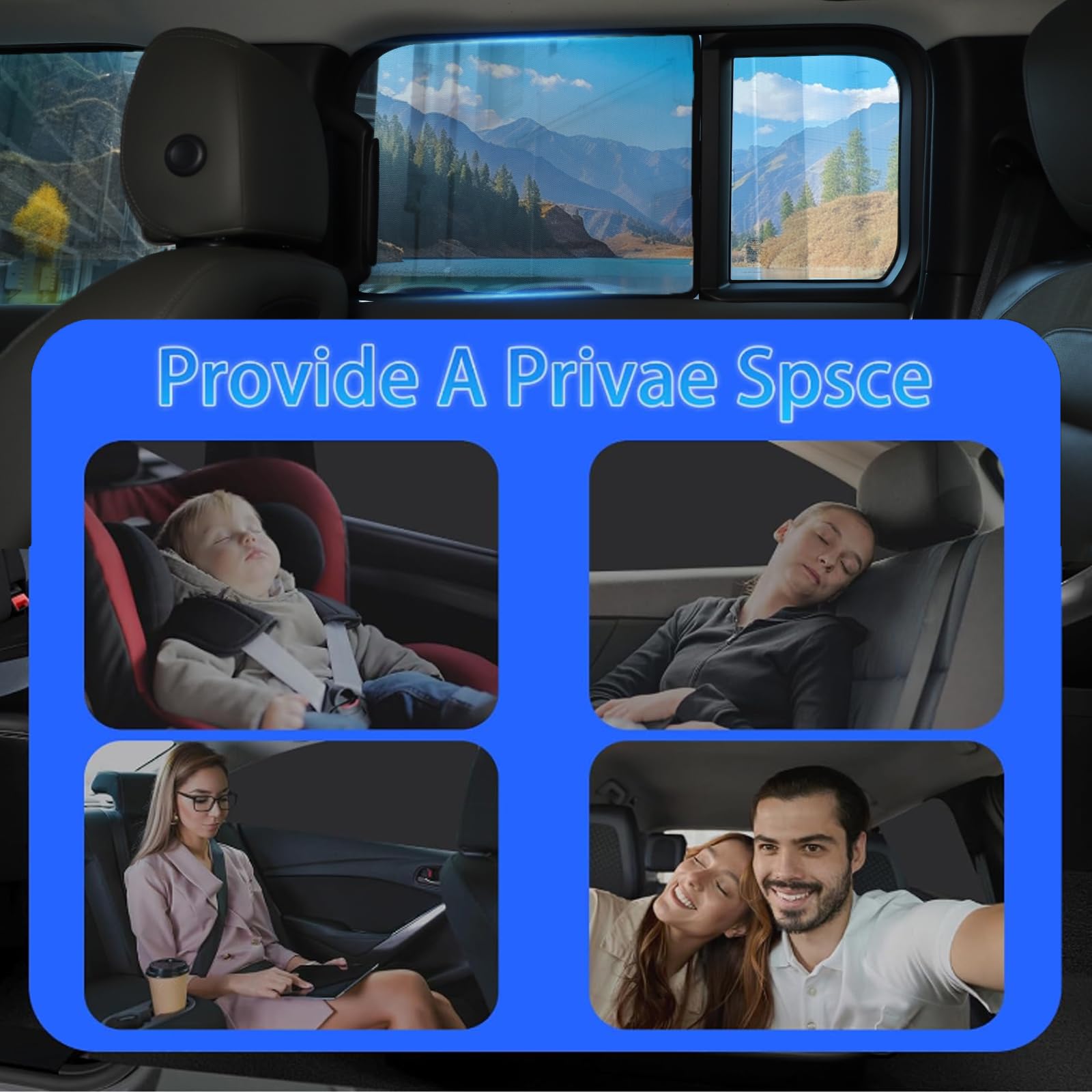Lot de 4 pare-soleil de fenêtre de voiture pour @Land R&over Defender 110 130 - Accessoires 2020-2026 - Extensibles et respirants - Protection UV - Pour bébé, famille, animal de compagnie, (côté