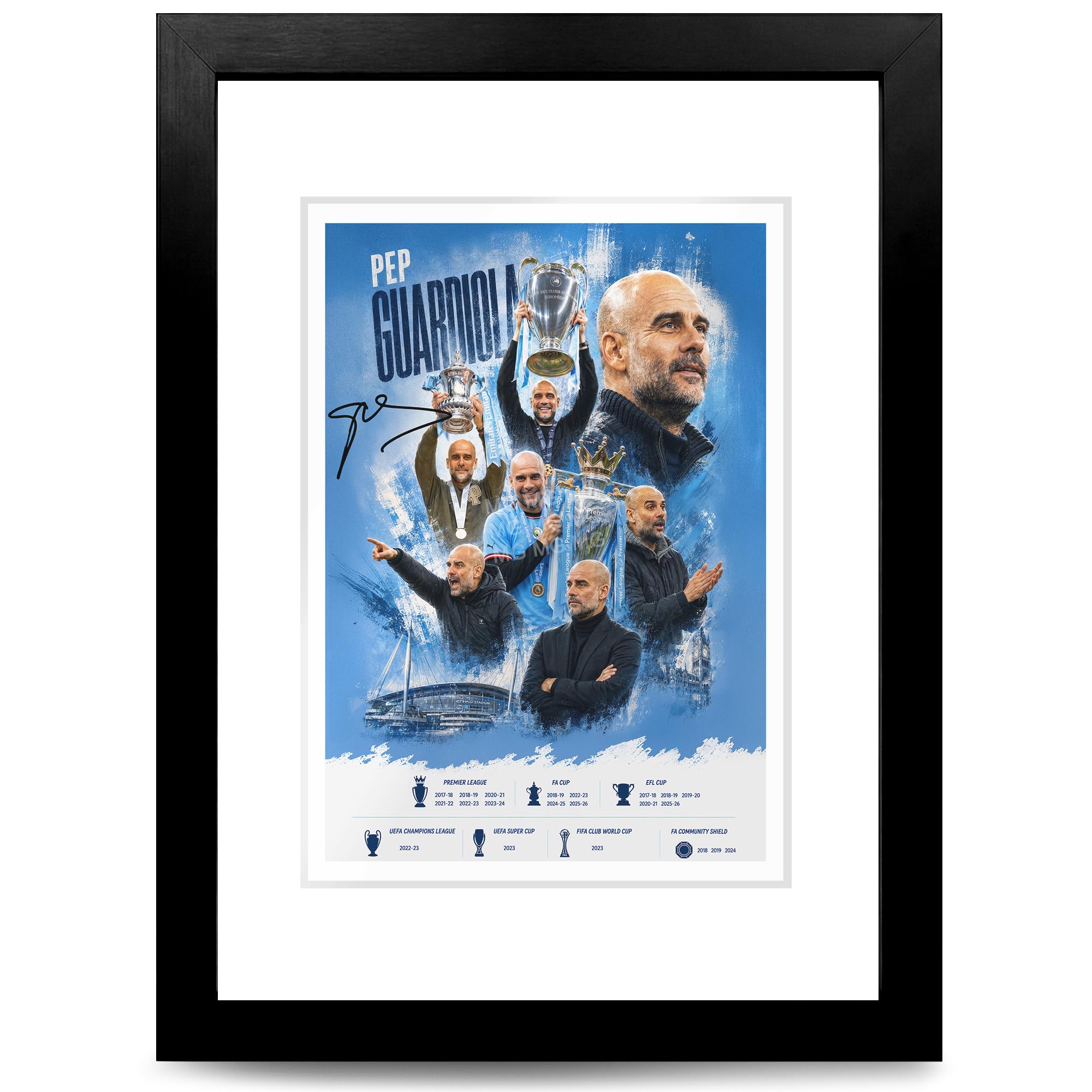 Pep Guardiola Signed A4 Poster Photo Print Framed Autograph Gift Manager Manchester City Legend Treble Winner (Pep Guardiola 3, A4 Framed & Mounted)