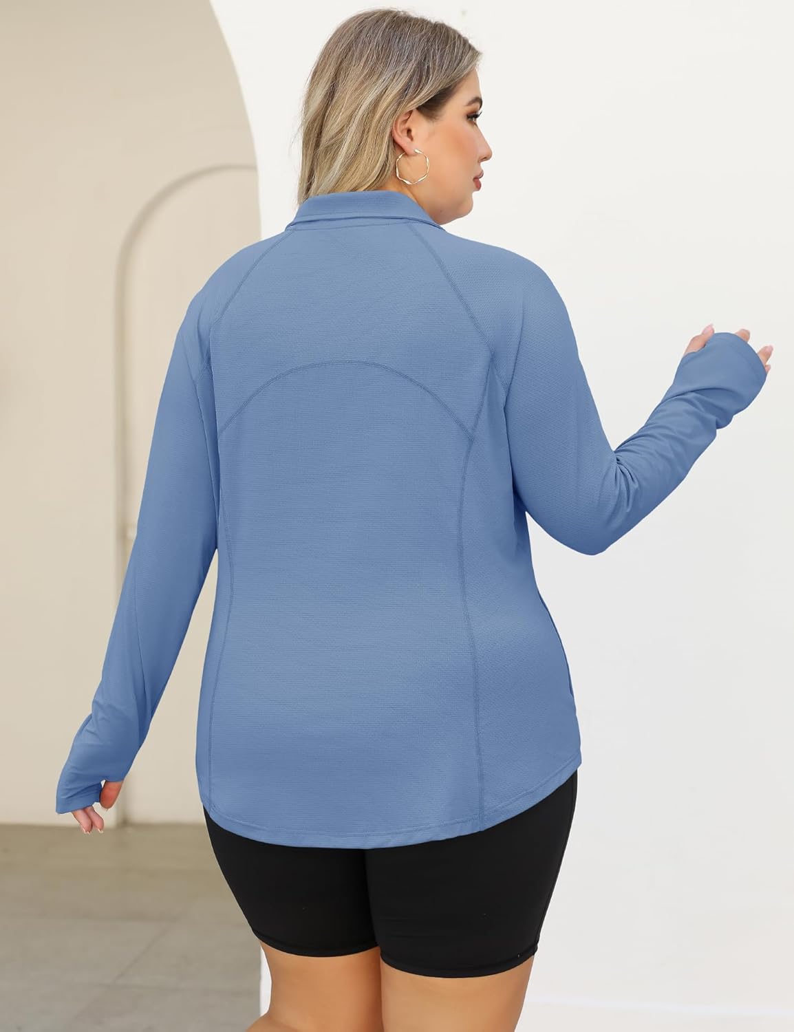 LOMON Womens Plus Size Workout Tops Long Sleeve 1/4 Zip UV Sun Protection Quick Dry Hiking Athletic Shirts Rash Guard UPF 50+