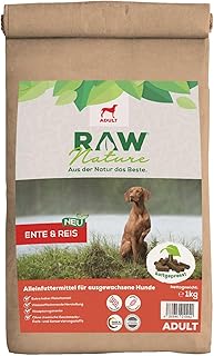RAW Nature Adult Dry Food with Duck 1 kg, Cold-Pressed Dog Food, Grain-Free, 100% Muscle Meat, High Meat Content, No Artificial Additives, Suitable for All Breeds and Sensitive Dogs product image