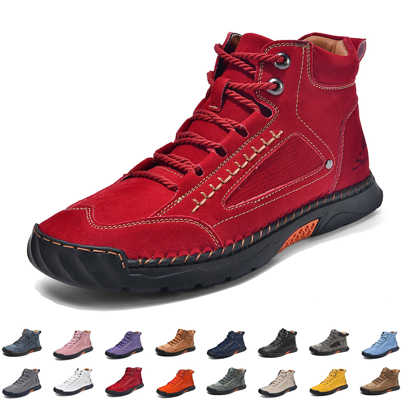 Men's Comfortable Handmade Leather Boots, Waterproof, Stylish hand-stitched Arch Support Ankle boots