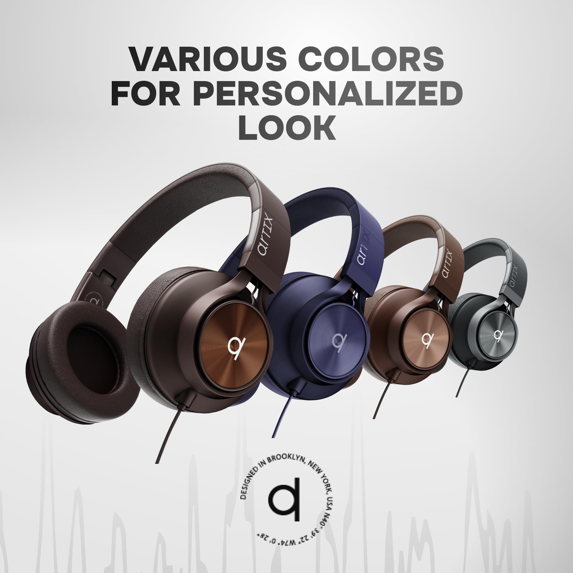 ARTIX CL750 Cuffie over-ear cablate con microfono e controllo del volume, audio con cancellazione del rumore al 100% cablata al computer, spina per laptop, cuffie da studio con cavo DJ