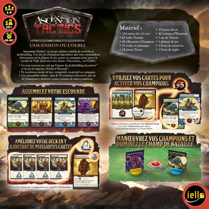 IELLO Ascension Tactics - Juego de Deckbuilding y Estrategia | Bandeja Táctica, Escenarios Variados | 1-4 Jugadores | Desde 10 Años | Partes 45-90 Min | Stoneblade
