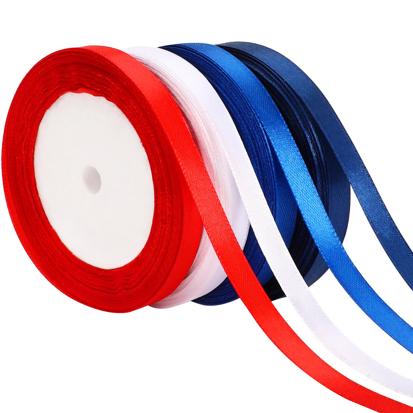 Ruban patriotique 4 rouleaux : ruban satin pour décoration 14 juillet et événements