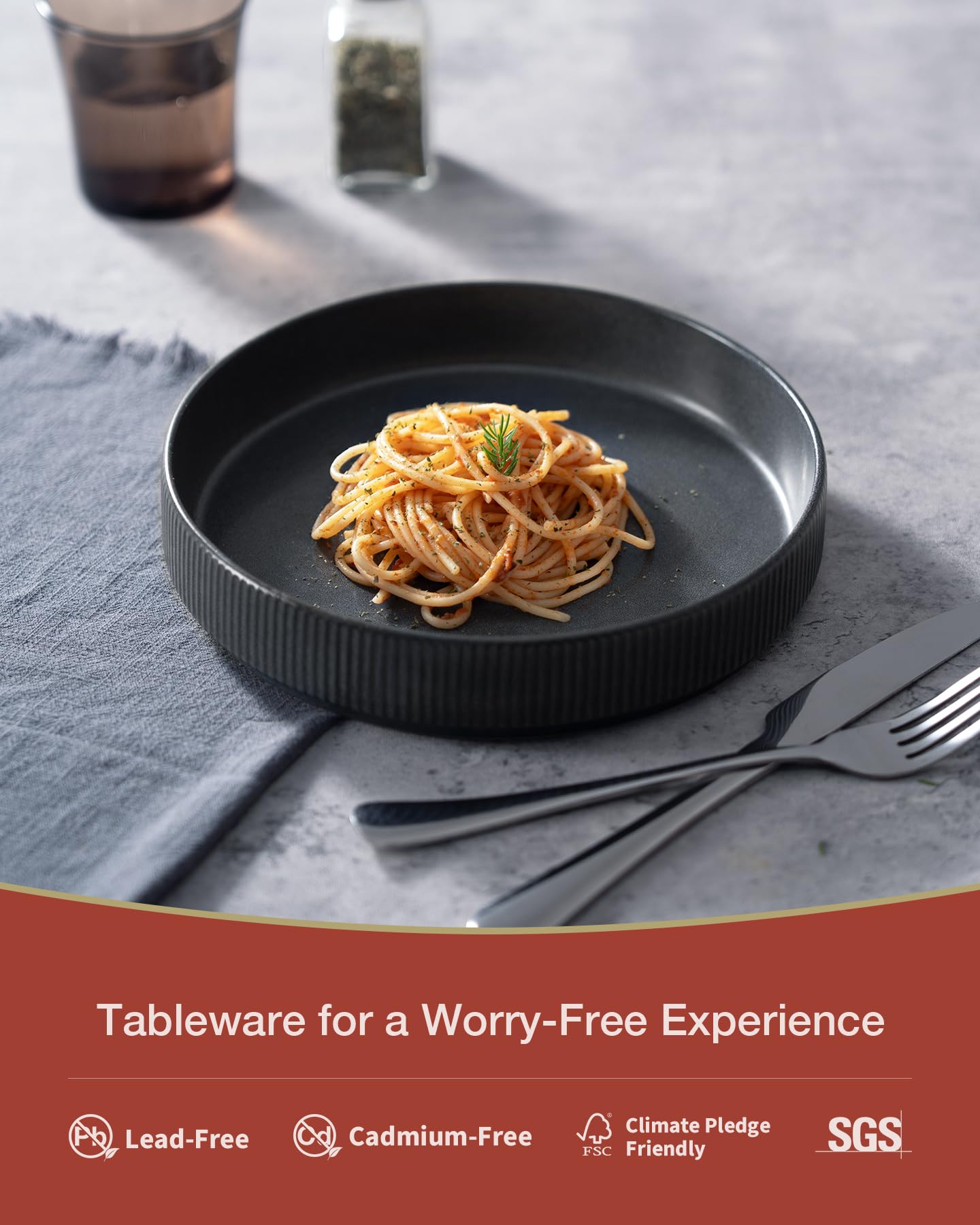 Brae Salt And Pepper Black Dinner Set Famiware Pieces Pasta Bowls