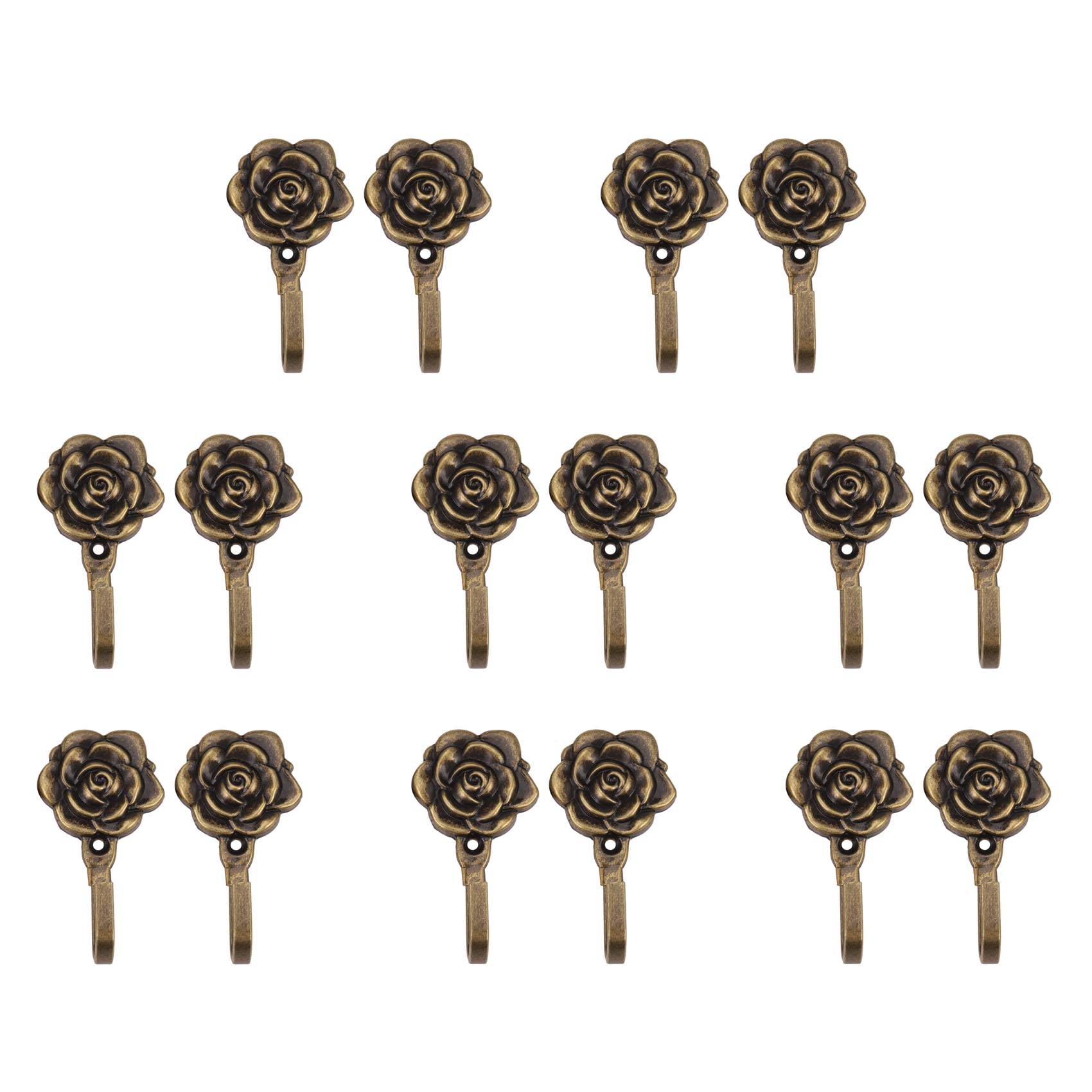 Hndhbfgrt 16Pcs Metal Rose Flower Curtain Tie Back Tieback Holders Wall Hooks Decor