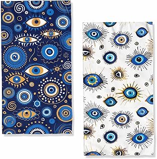 Modern Evil Eyes Decorative Kitchen Towels Mysterious Colorful Dish Towels Hand Towels Absorbent Drying Cloth Tea Towels Set Gifts for Women,Housewarming Gifts 16"x24"