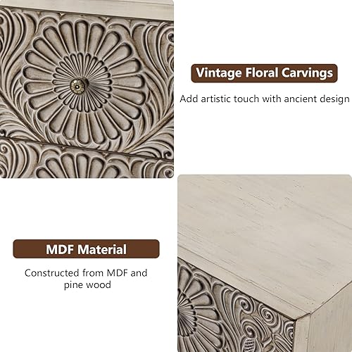 Miniatura 7 de COSIEST Mesita de noche de 2 piezas, 14 pulgadas de profundidad x 18 pulgadas de ancho x 21.5 pulgadas de alto, mesa auxiliar de MDF con 2 cajones,